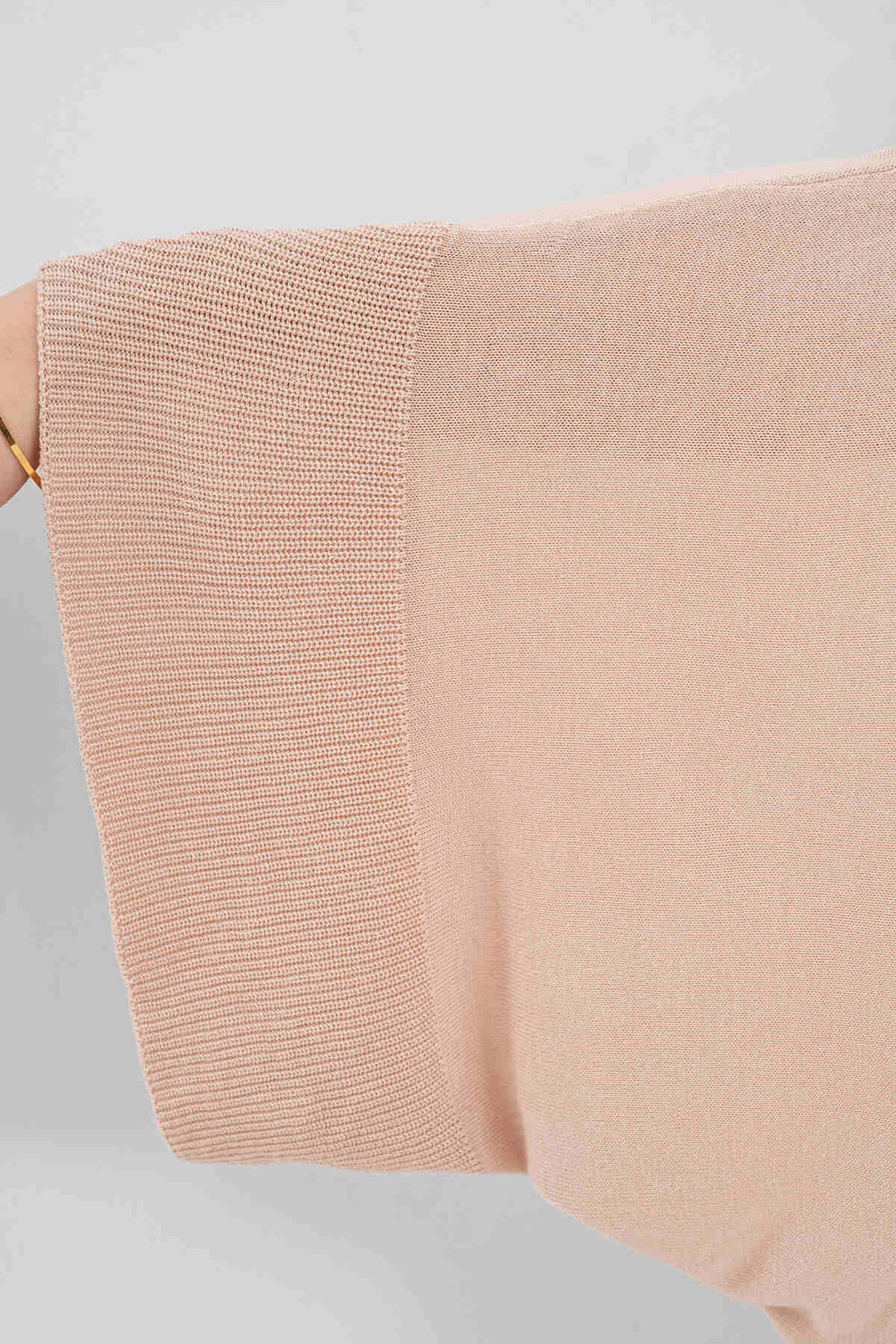 Renk: Krem | Oversize Yarasa Kol İnce Triko Bluz