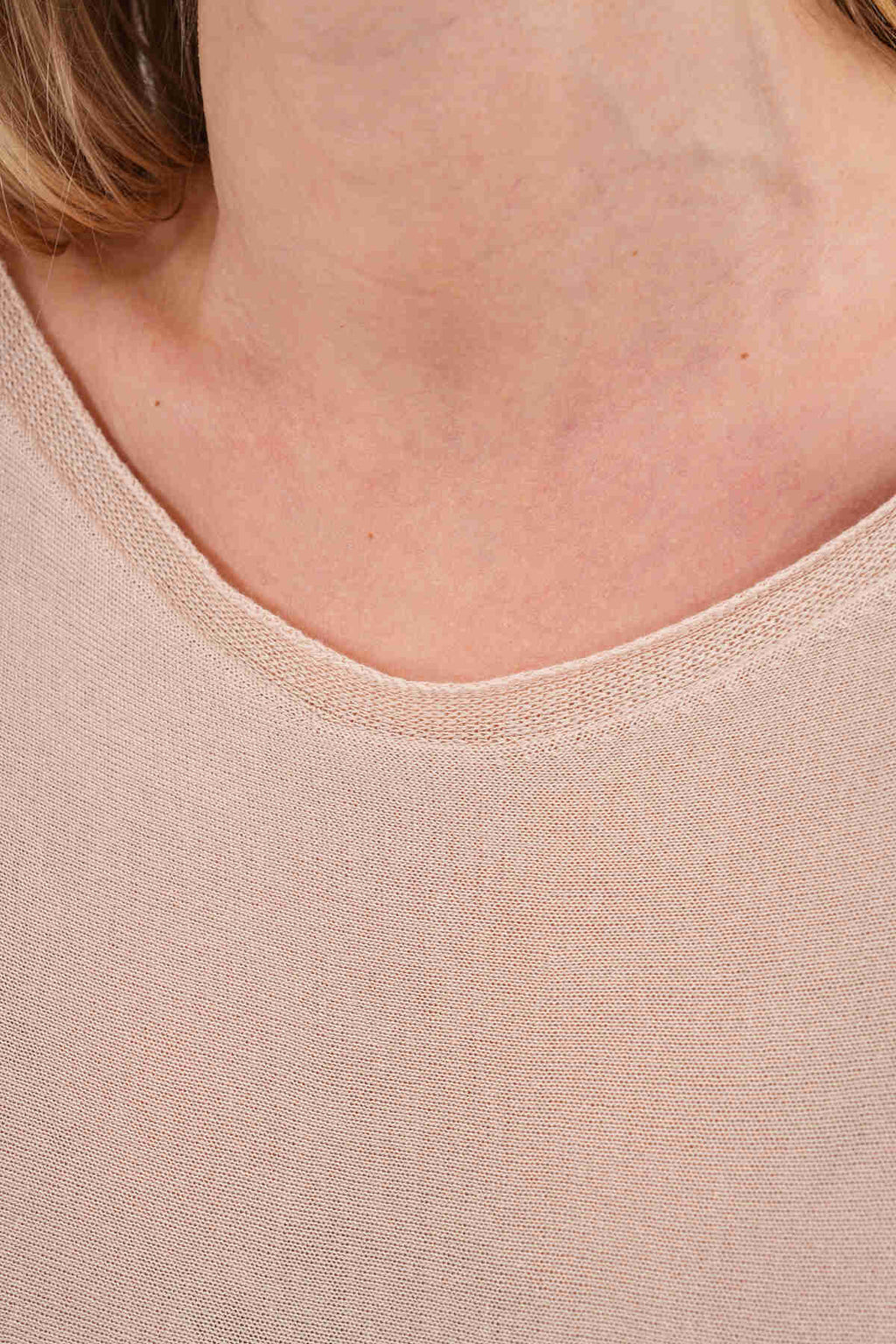 Renk: Krem | Oversize Yarasa Kol İnce Triko Bluz