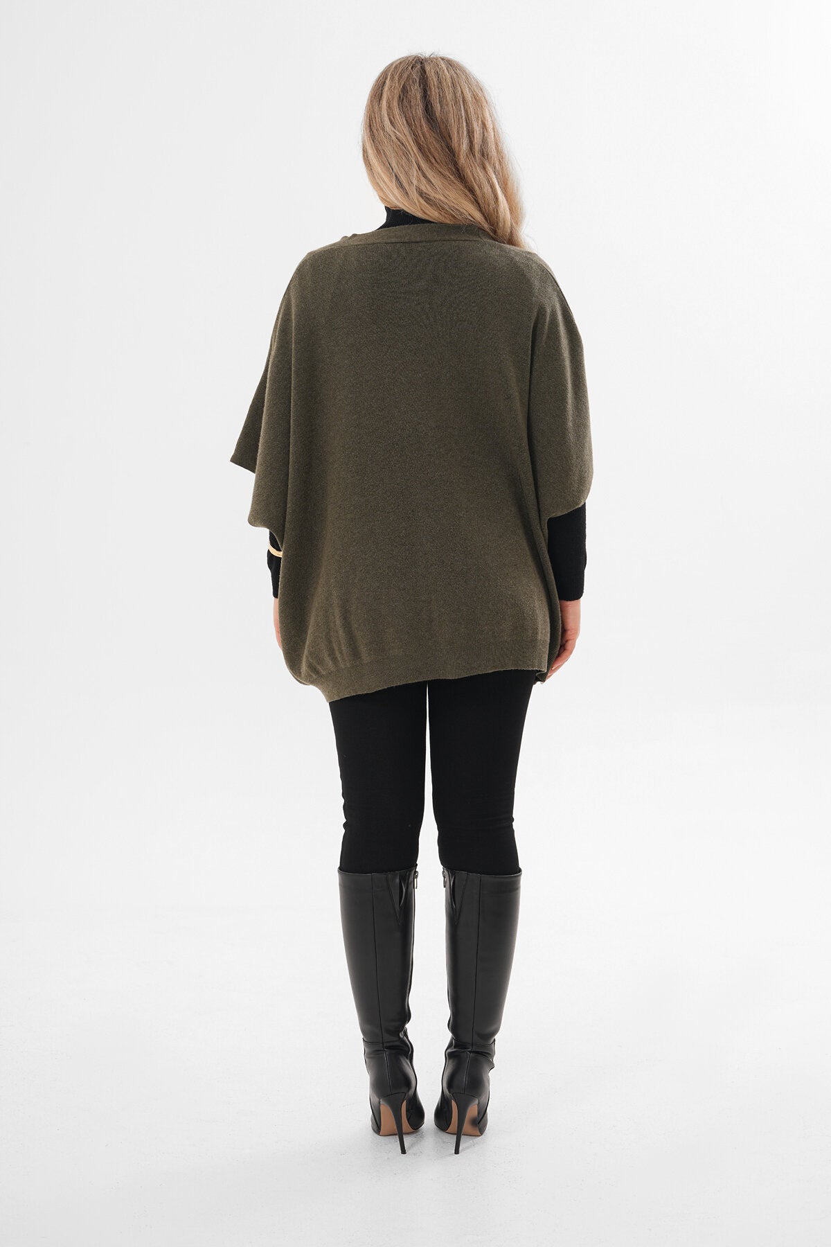 Renk: Haki | Oversize Triko Hırka
