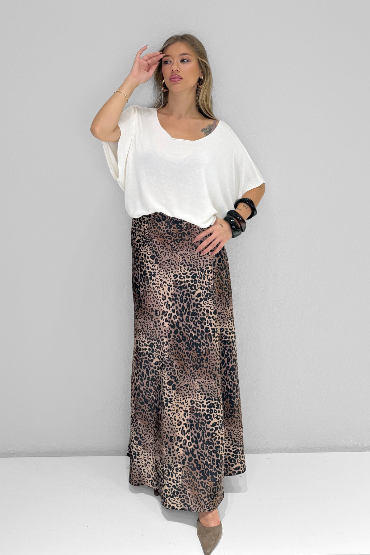MDG 10378 Uzun Saten Etek Leopar