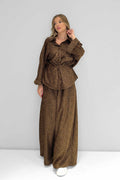 M2105 Desenli Şönil Bol Paça Pantolon Leopar