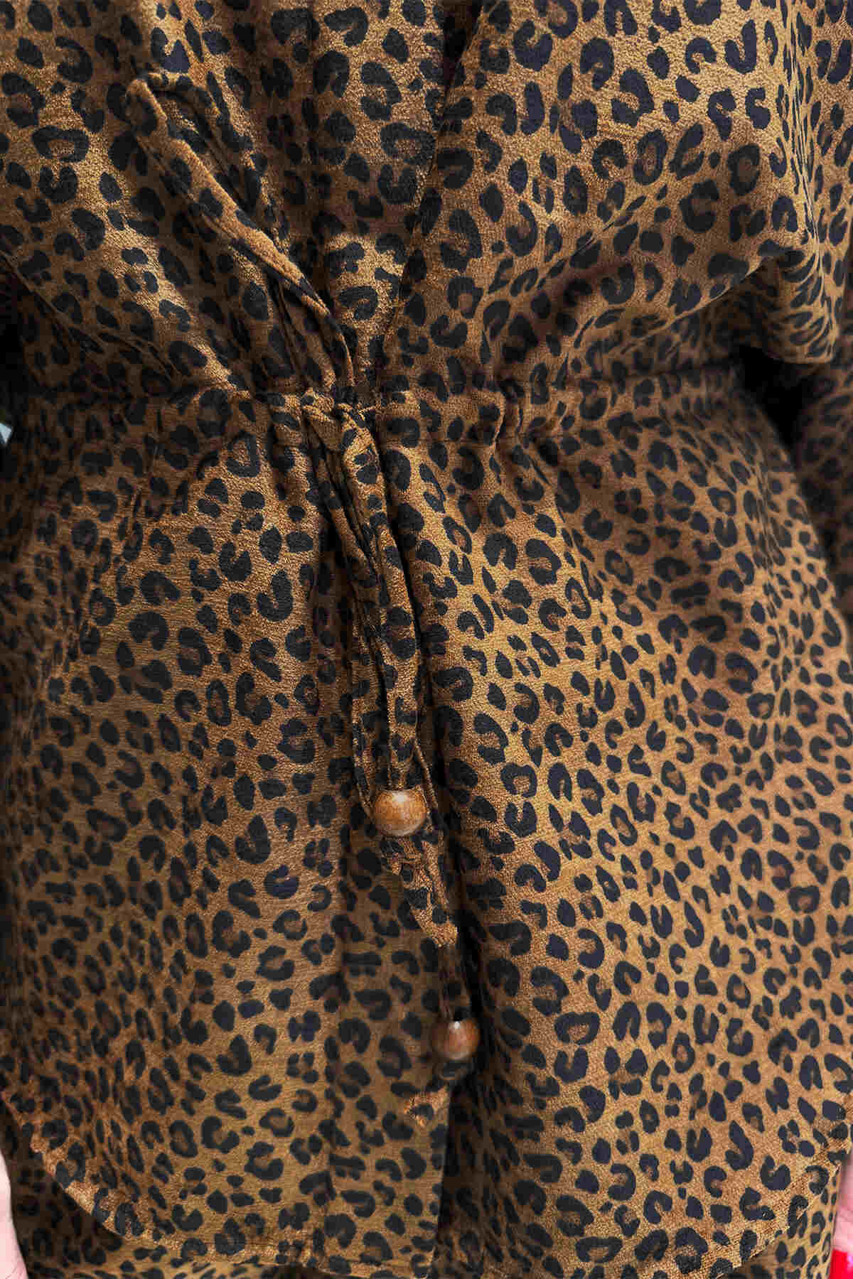 M2105 Desenli Şönil Bağcıklı Gömlek leopar