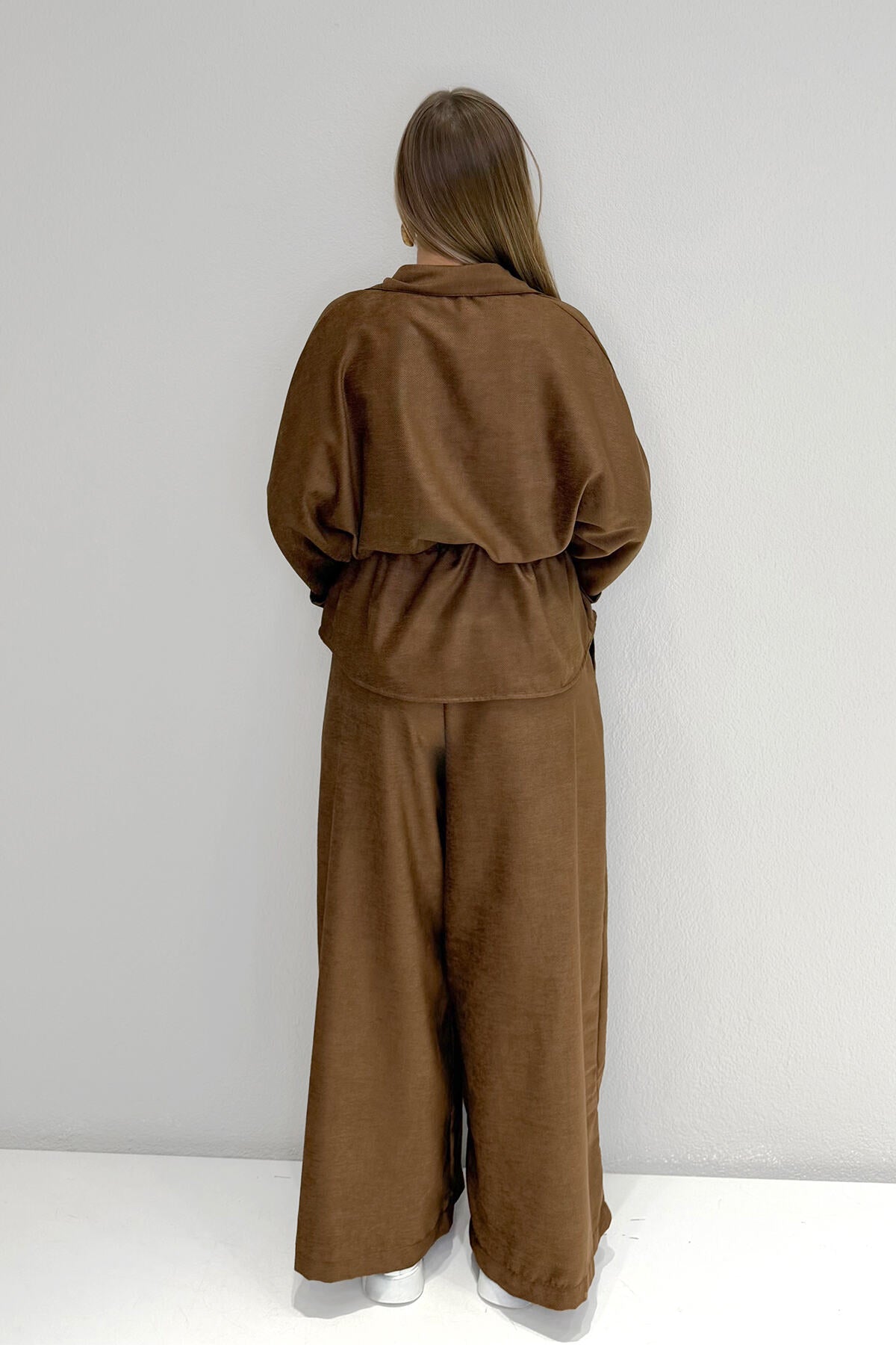 M2105 Desenli Şönil Bol Paça Pantolon Puantiyeli
