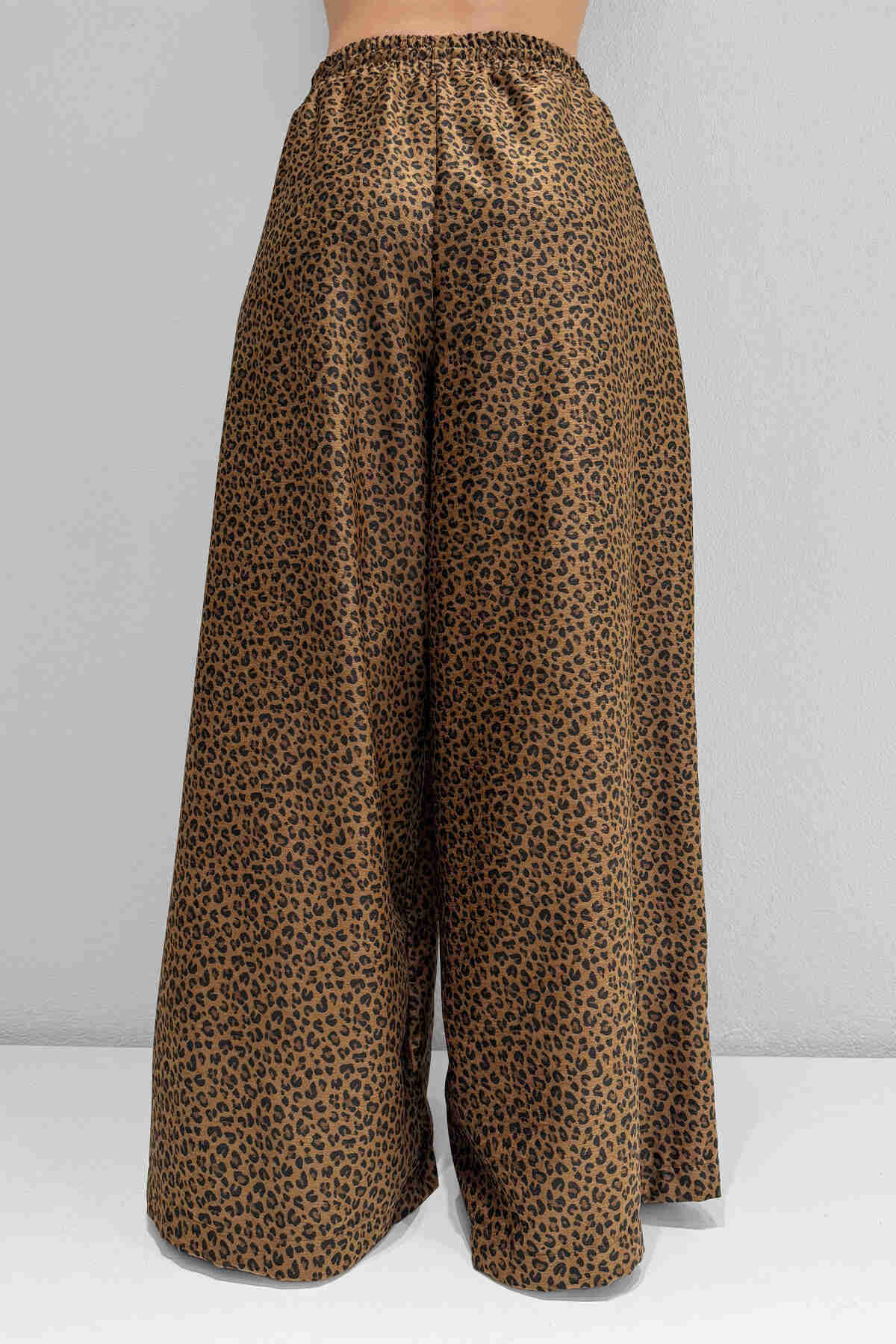 M2105 Desenli Şönil Bol Paça Pantolon Leopar