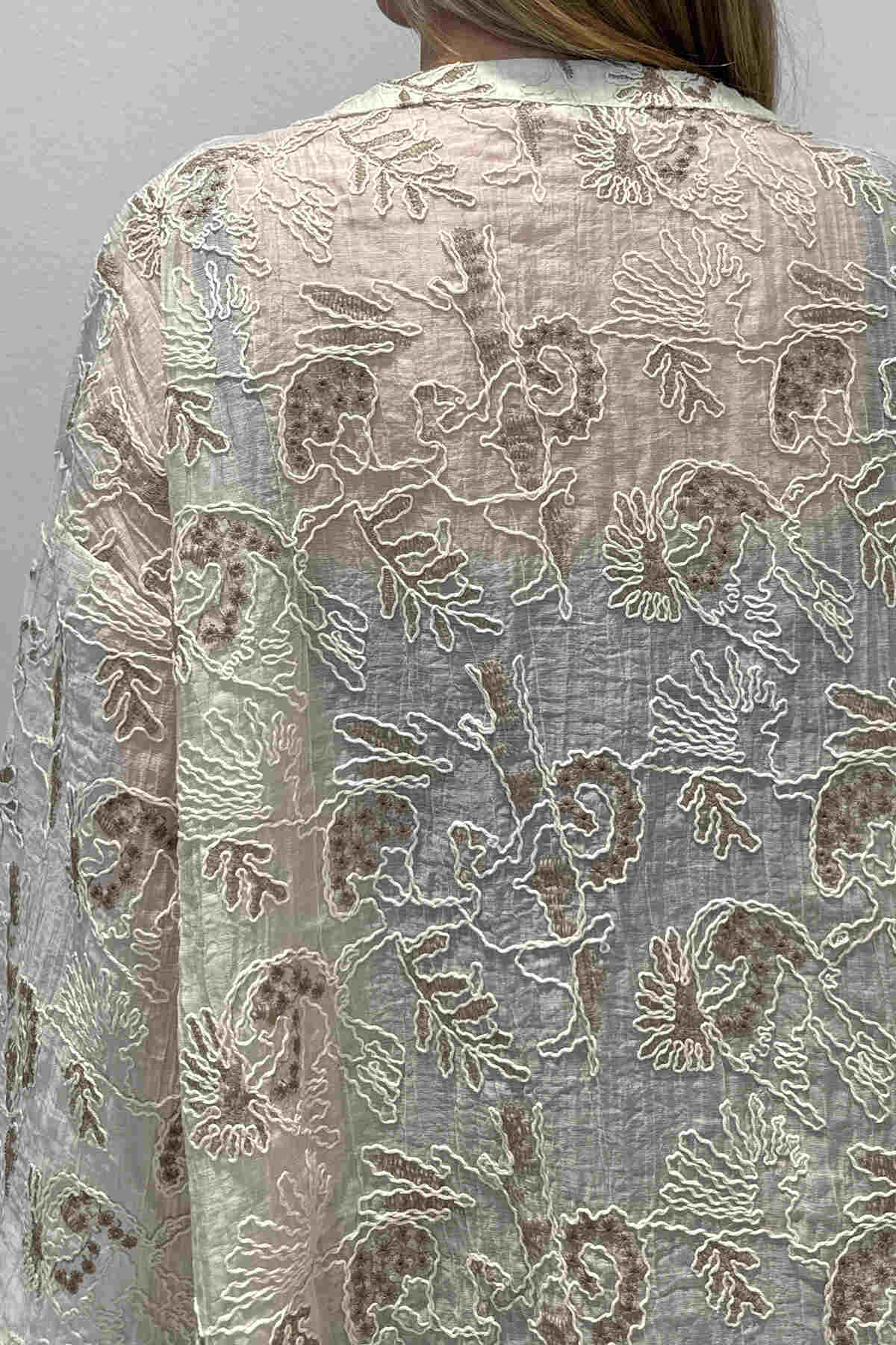 Renk: Kahverengi | Nakış Detaylı Kimono