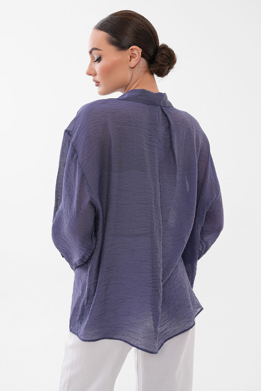 Renk: İndigo | Transparan Oversize Gömlek