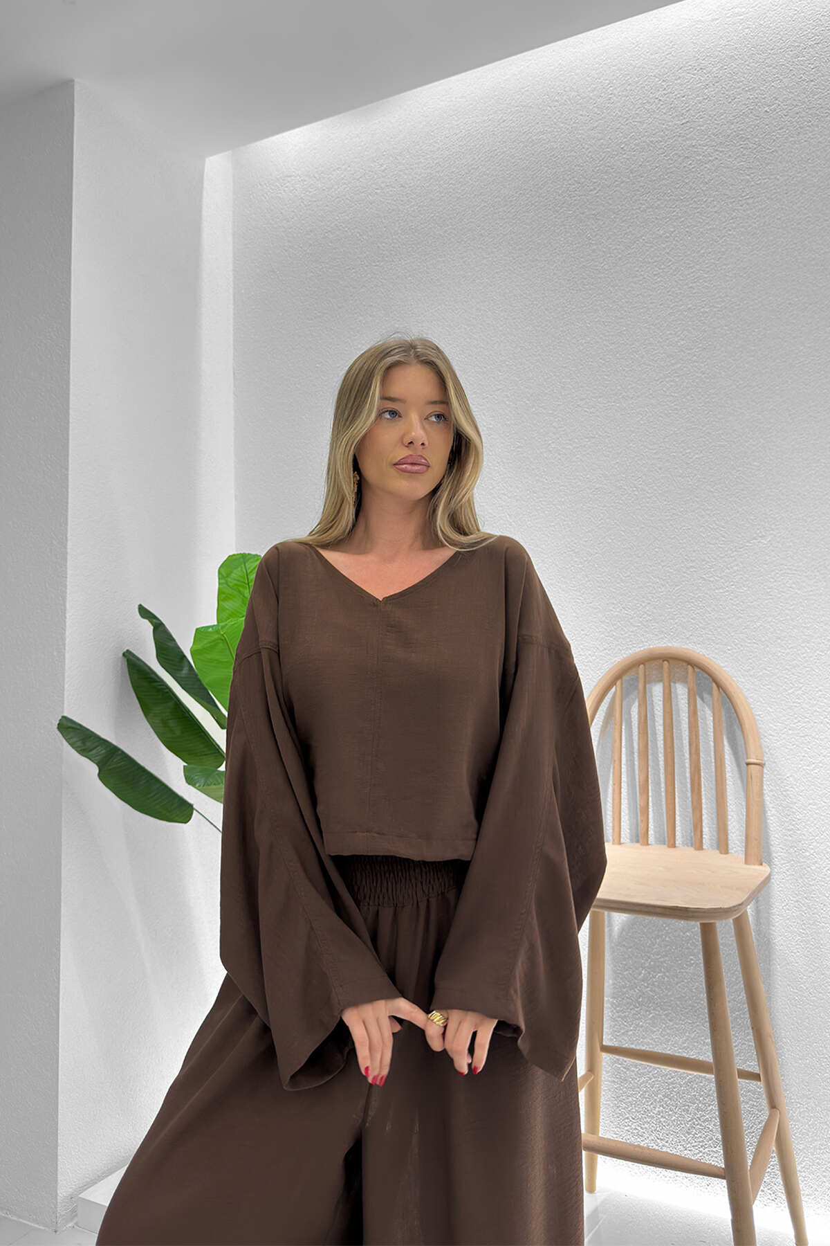 Renk: Kahverengi | Gipe Bel Detaylı Pantolon