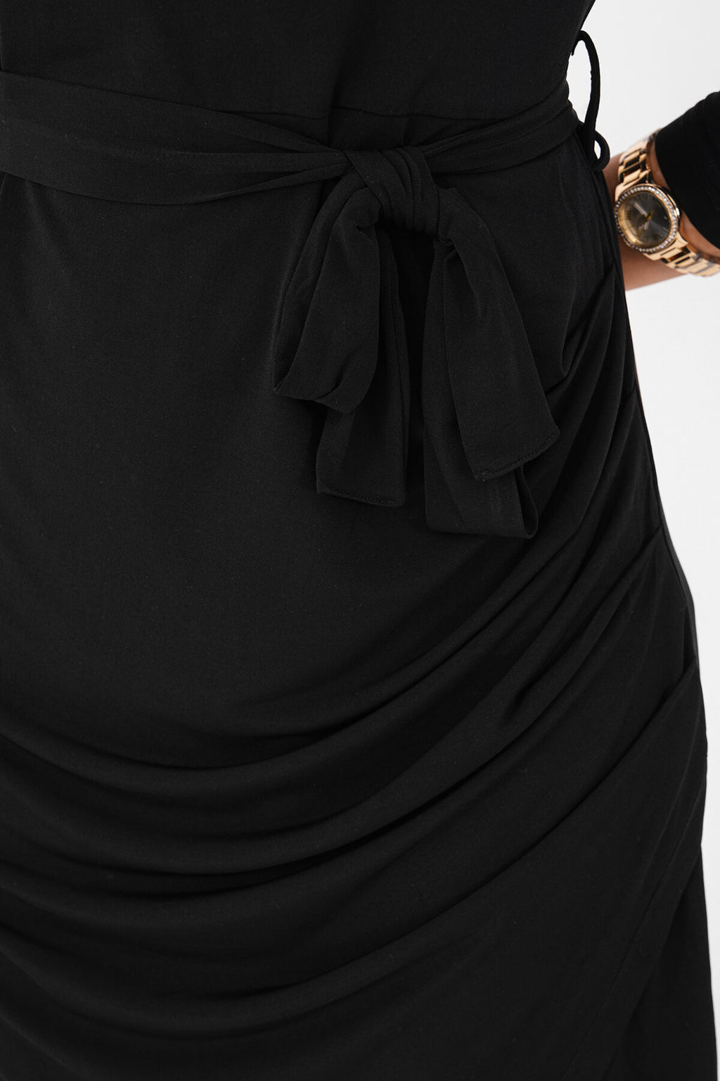 Renk: Siyah | Drape Detaylı Midi Elbise