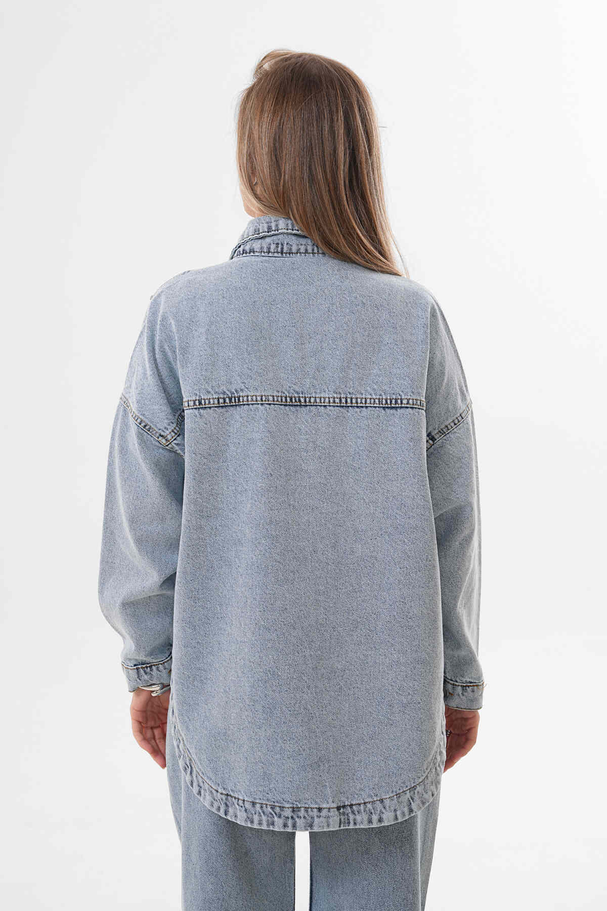 Renk: Mavi | Taş Detaylı Denim Ceket