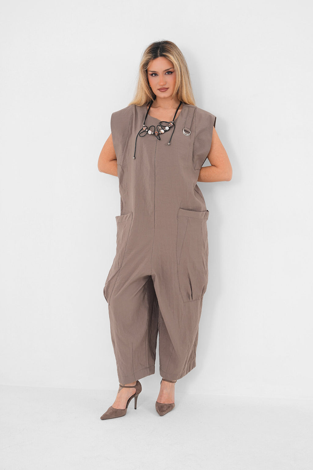 Renk: Vizon | Oversize Kolsuz Tulum