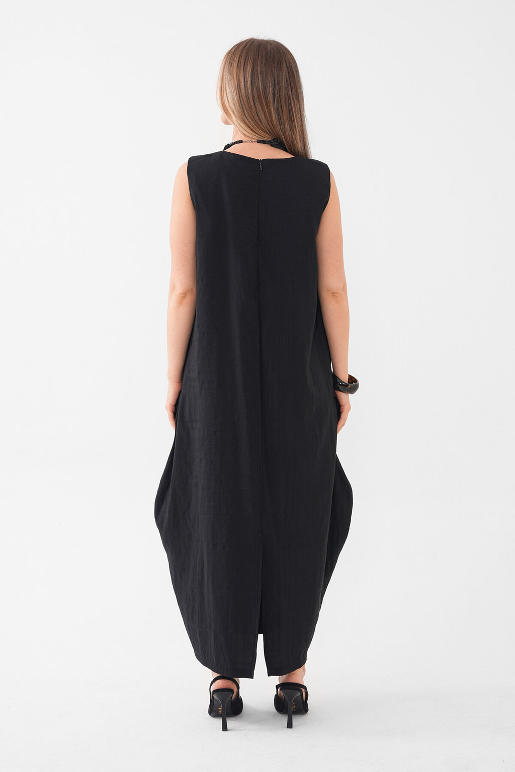 Renk: Siyah | Oversize Cepli Midi Elbise
