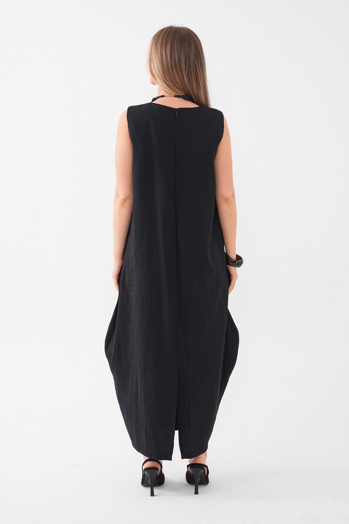 Renk: Siyah | Oversize Cepli Midi Elbise