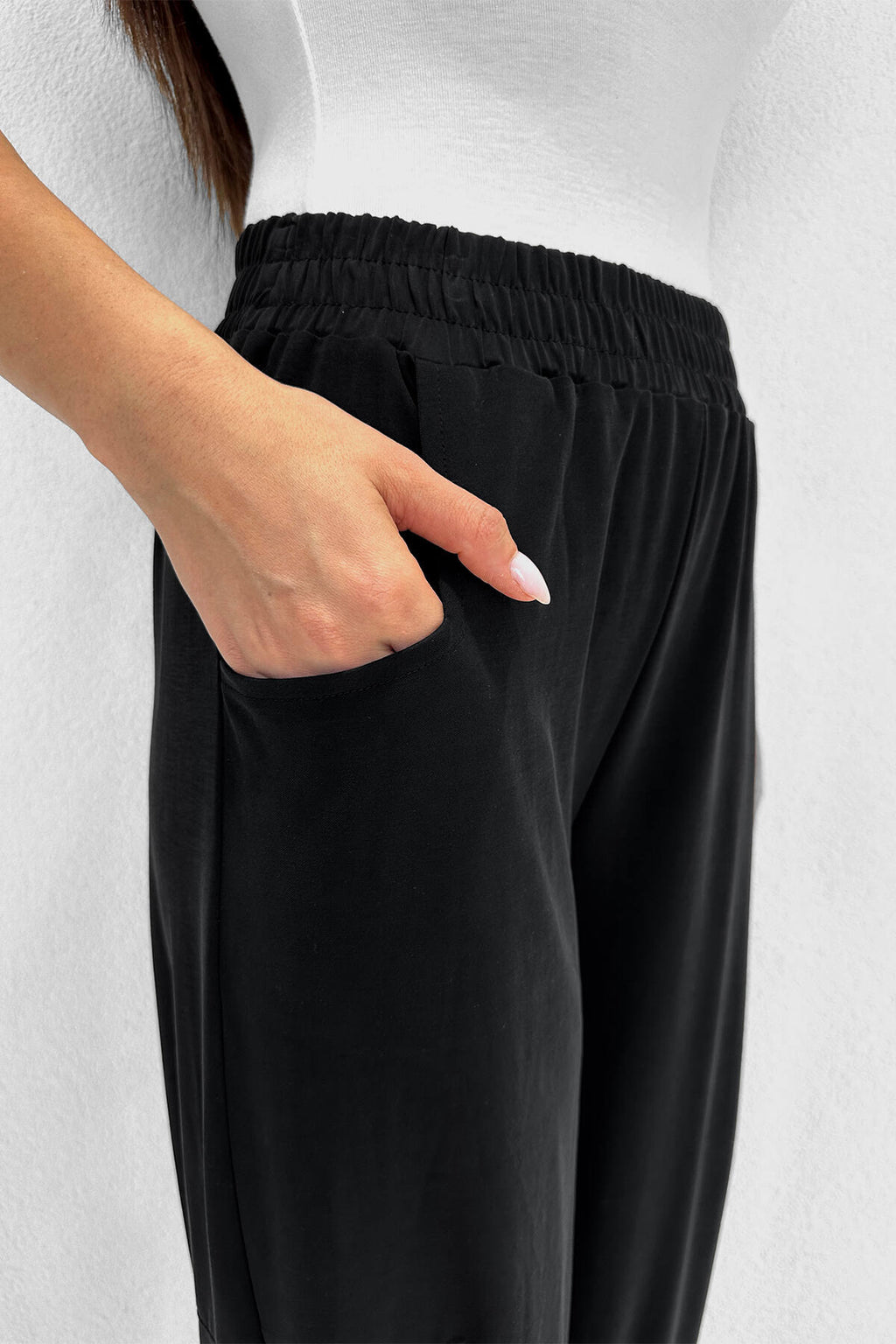 Renk: Siyah | Cepli Paça Pileli Pantolon