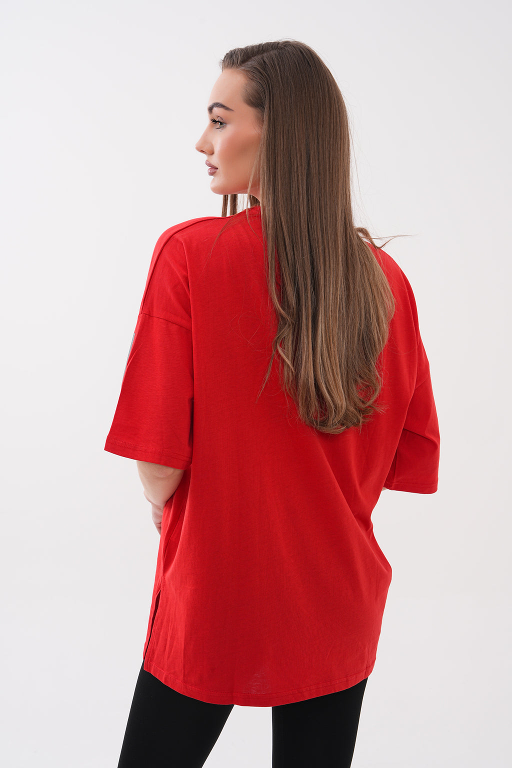 Renk: Siyah | Oversize Choose Baskılı Tshirt Kırmızı