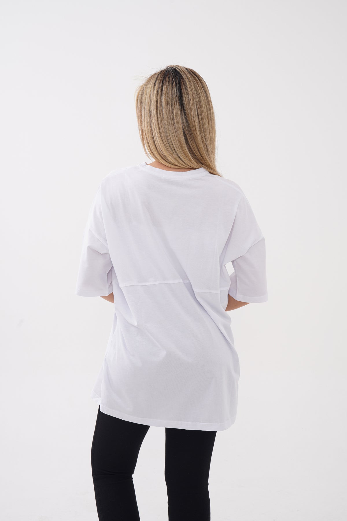 Renk: Beyaz | Oversize Follow Me Baskılı Tshirt