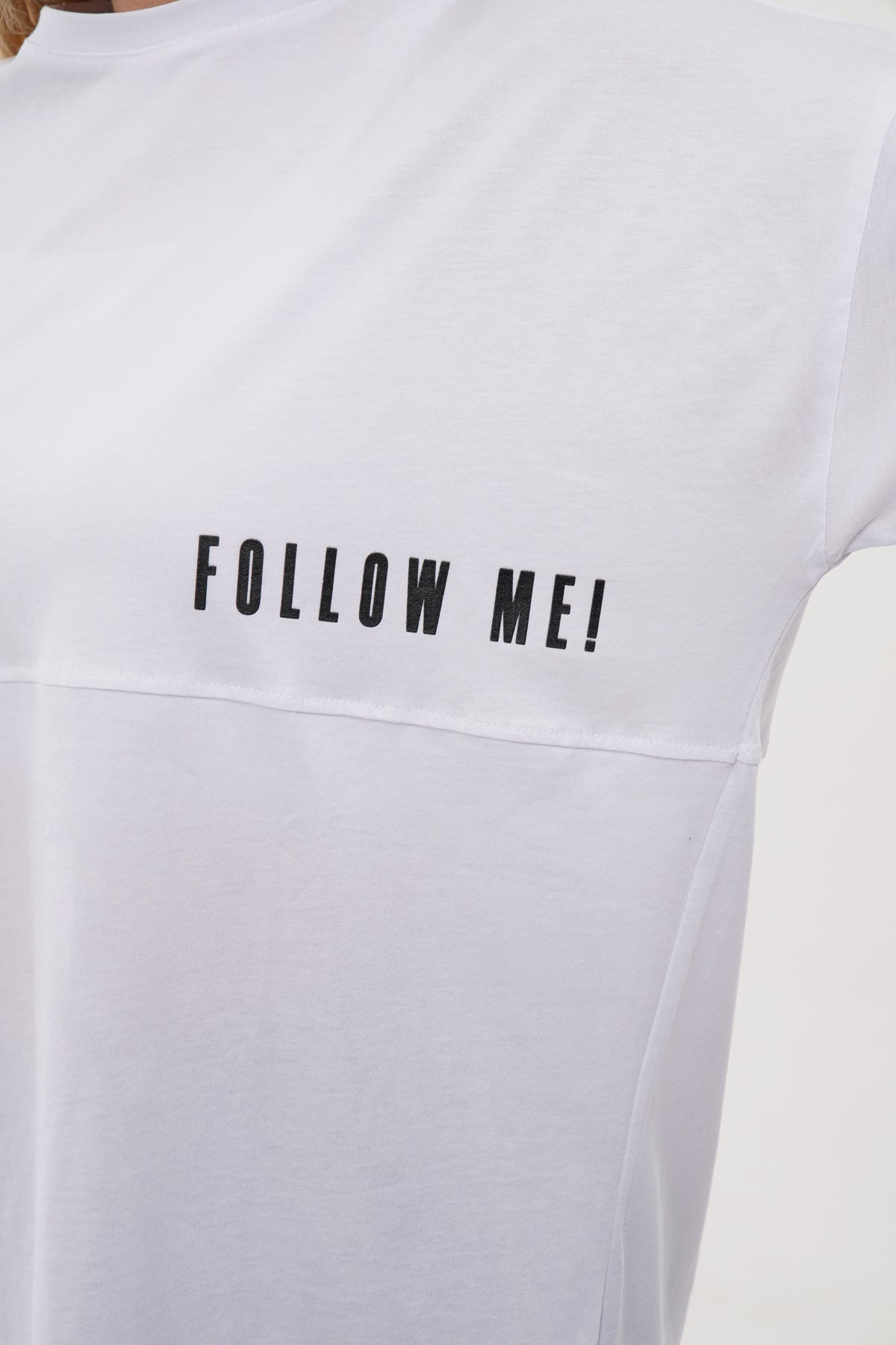 Renk: Beyaz | Oversize Follow Me Baskılı Tshirt