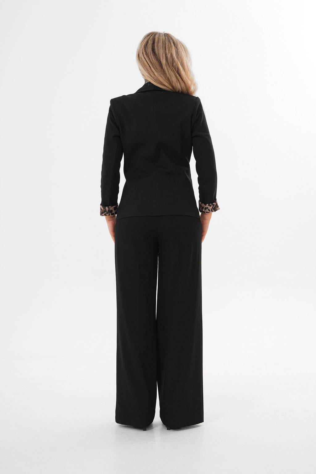Renk: Siyah | Leopar Astarlı Blazer Ceket