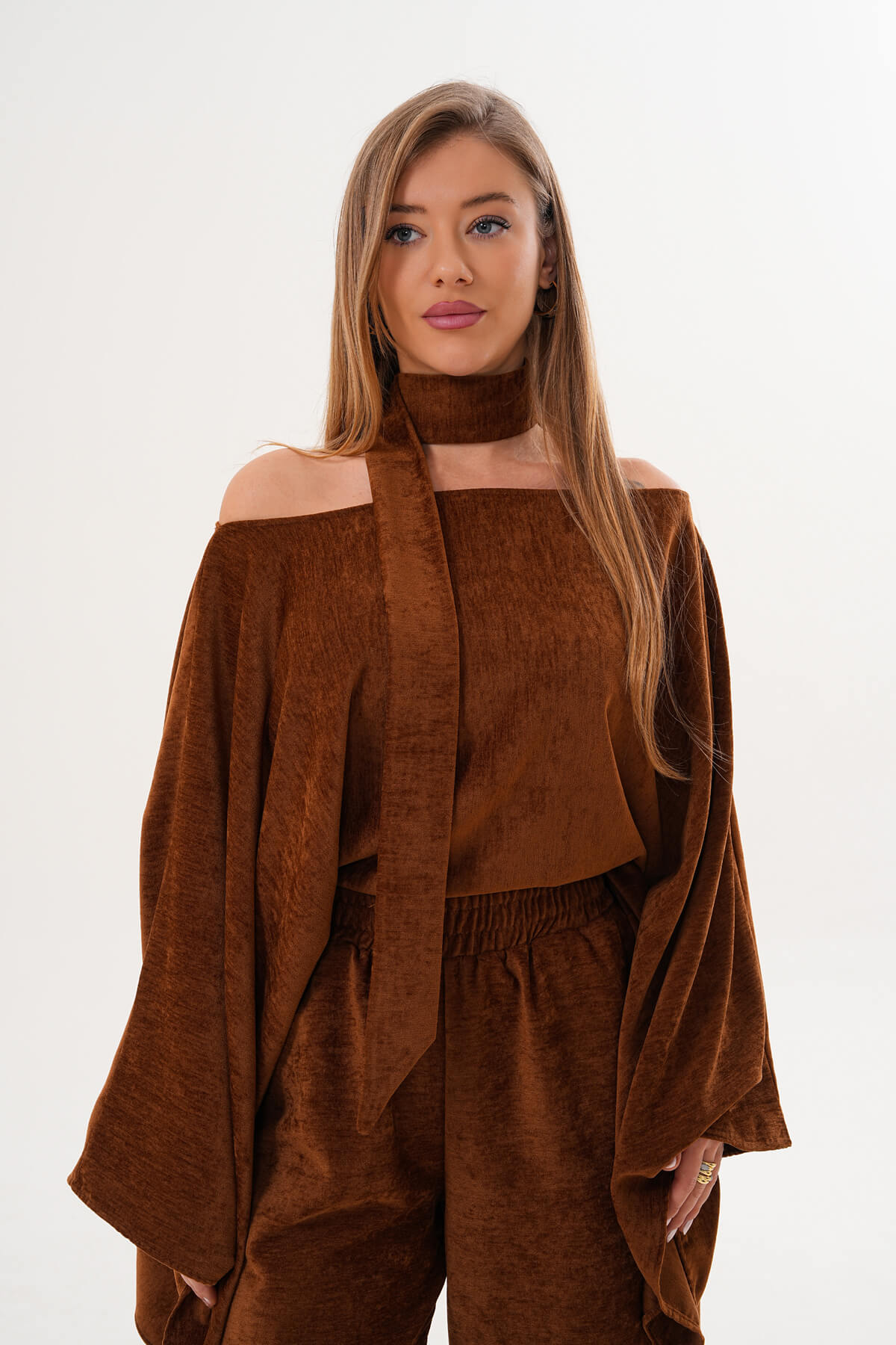 Renk: Camel | Şonil Panço Bluz