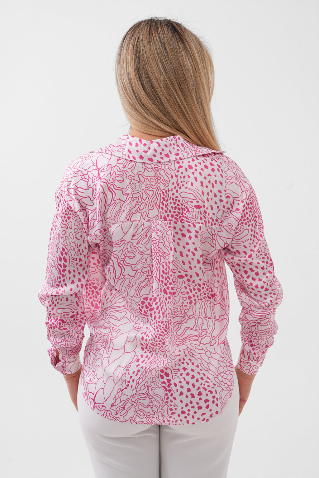 Renk: Pembe | T8001 Desenli Saten Gömlek