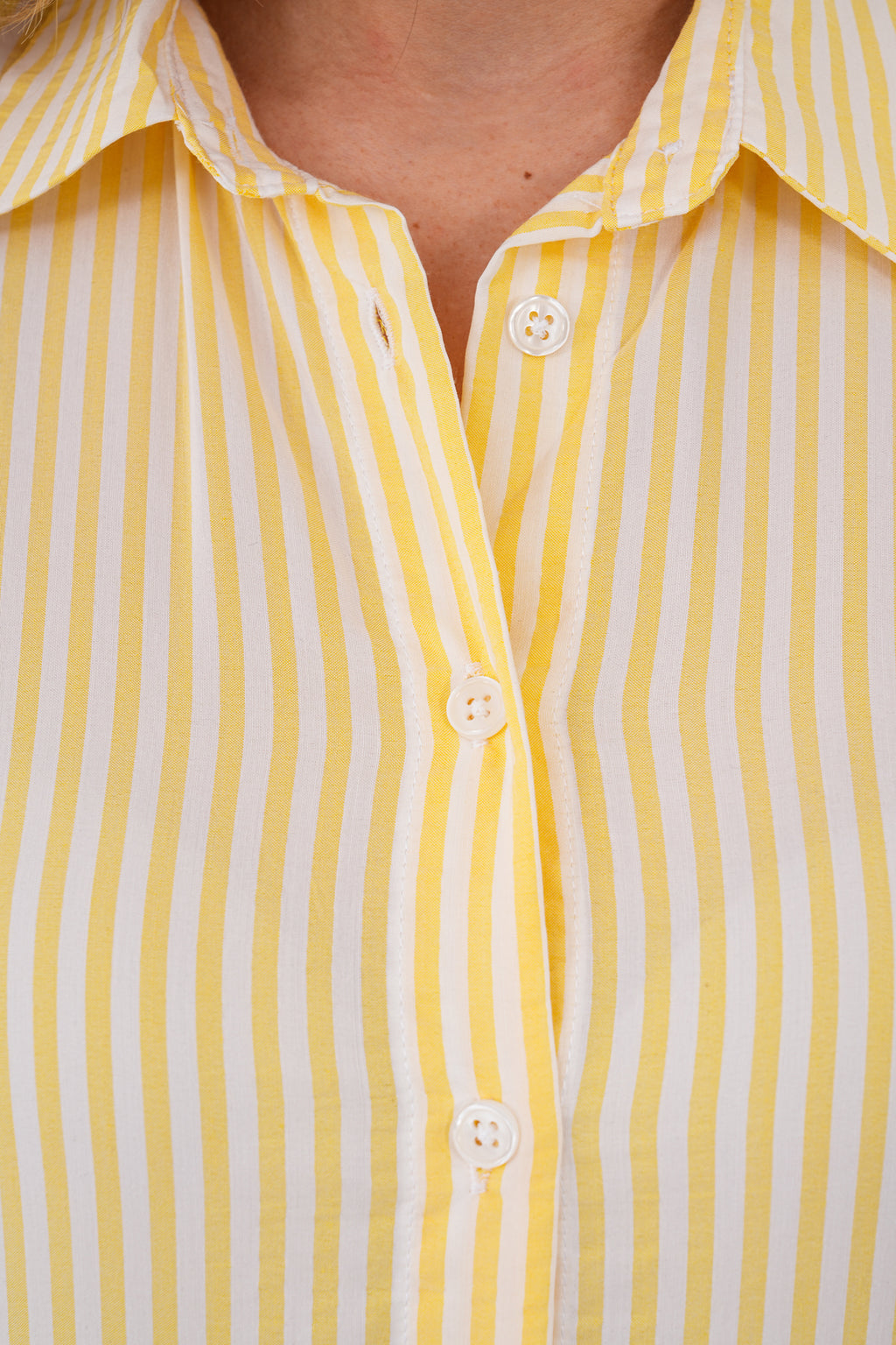 Renk: Sarı | T8009 Çizgili Crop Gömlek