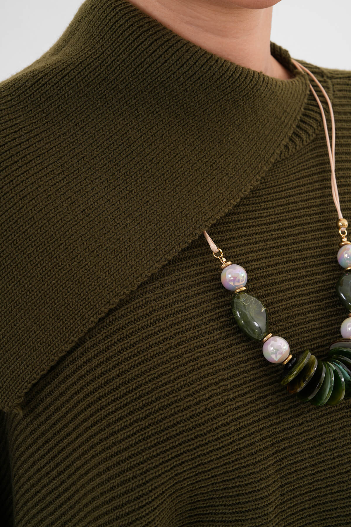 Renk: Haki | Uzun Yaka Balıkçı Kazak